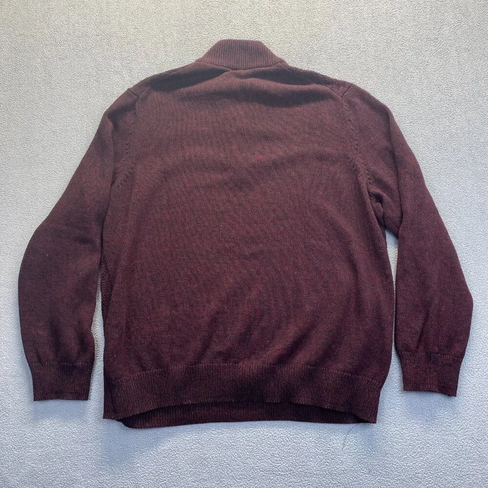 CALVIN KLEIN Jeans Men’s‎ Quarter Zip Sweater XXL Maroon Cotton Bordeaux